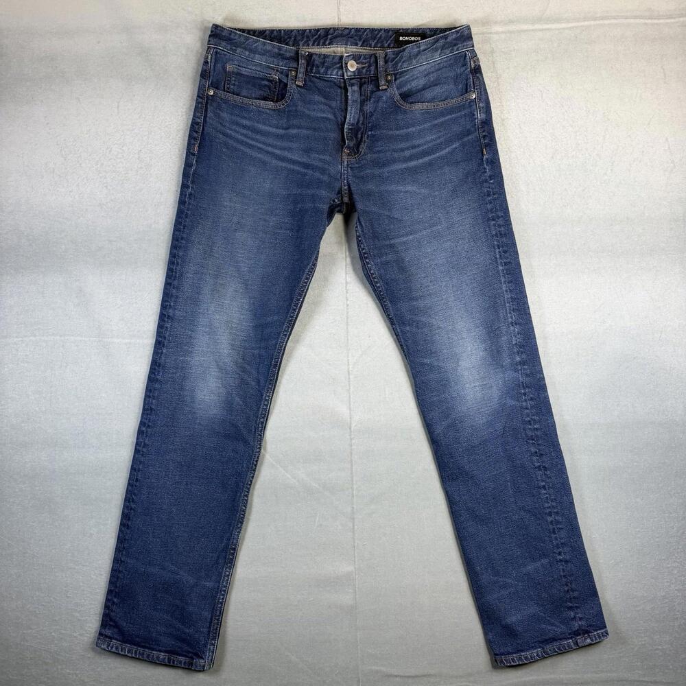Bonobos Jeans Mens 32x32 Blue Medium Wash Slim Fit Straight Leg Stretch Travel